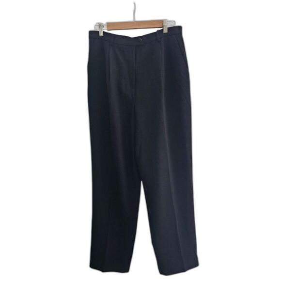 Casual Corner 100% Pure New Wool Lined Pleated Vintage Trouser Pants Black Sz 14 - Picture 1 of 12